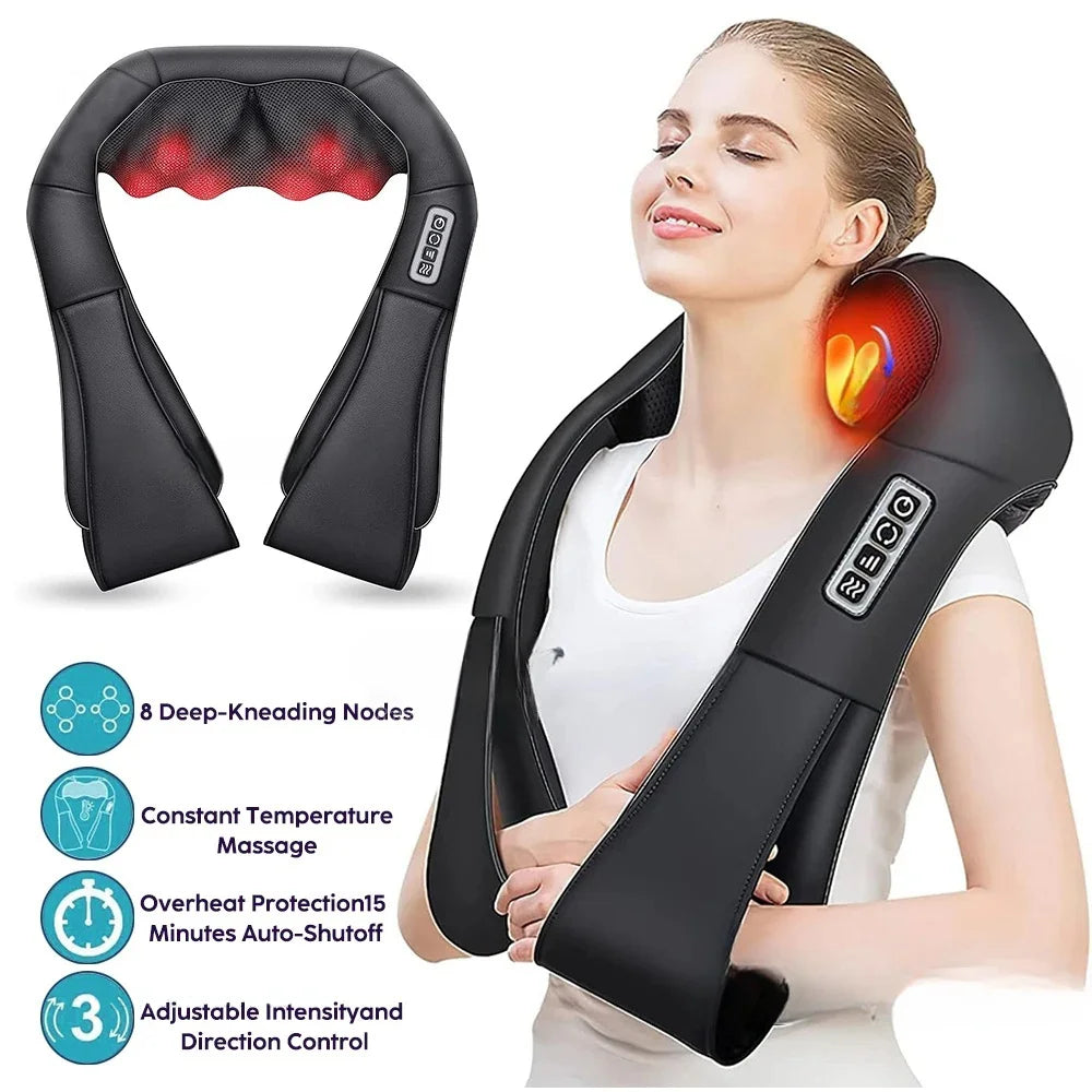Massager Pro: 3D Deep Tissue Neck & Shoulder Massager with Heat – Free Shipping